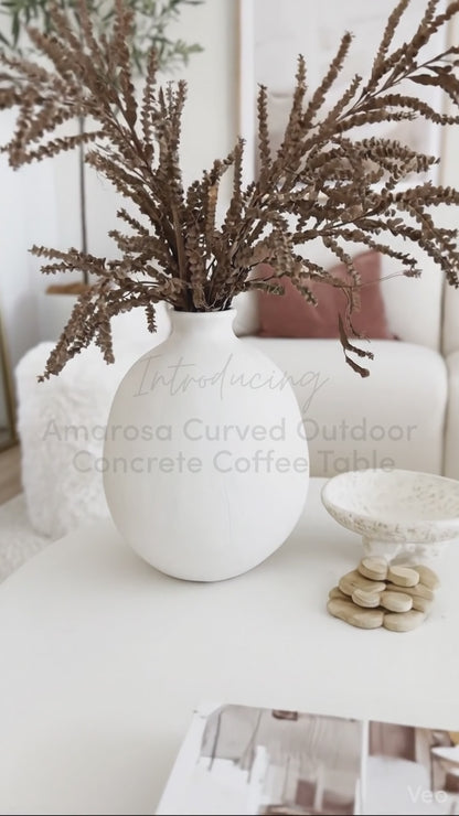 Amarosa 152cm Curved Outdoor Concrete Coffee Table in White