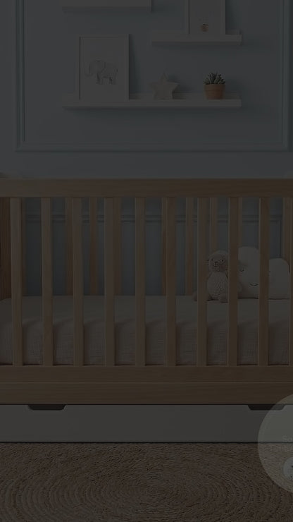 Hushly Baby Cot with Storage Drawer in Natural