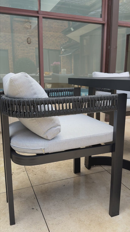 Tavari 6 Seater Curved Outdoor Dining Set in Black