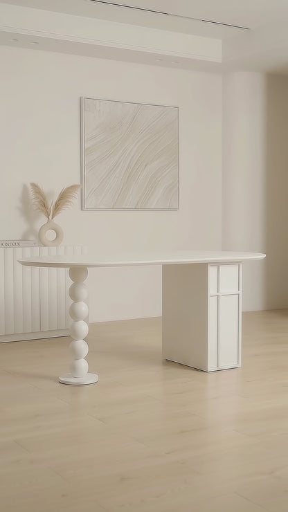 Louisa Oval Foldable Dining Table with Storage in White