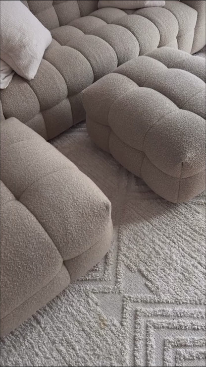 Norah 5 Seater Boucle Sofa Set with Armless Chairs in Warm Beige