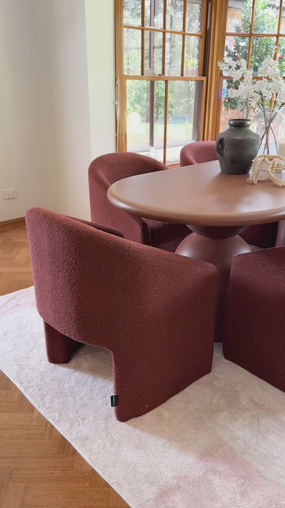 Nuve Bouclé Upholstered Accent Armchair in Rust Brown